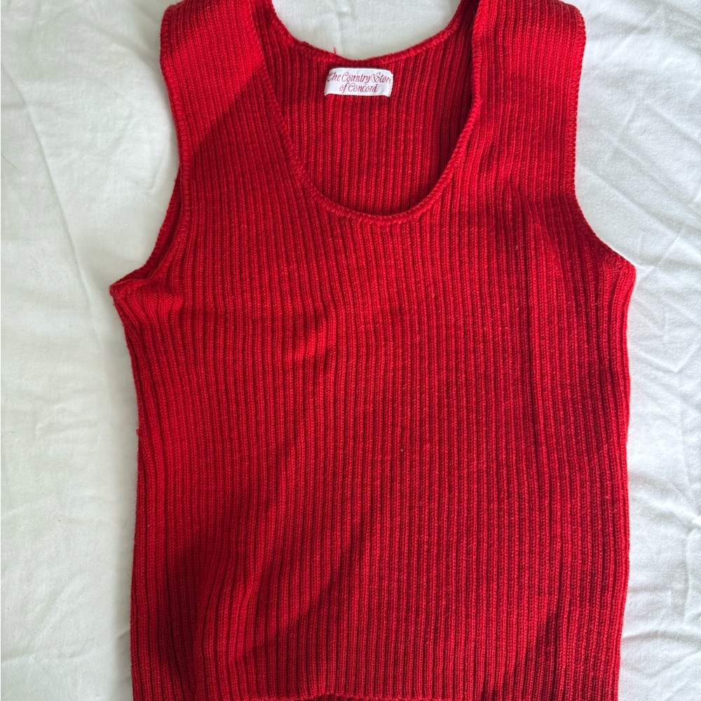 Scarlet Ribbed Knit Tank Top Sweater